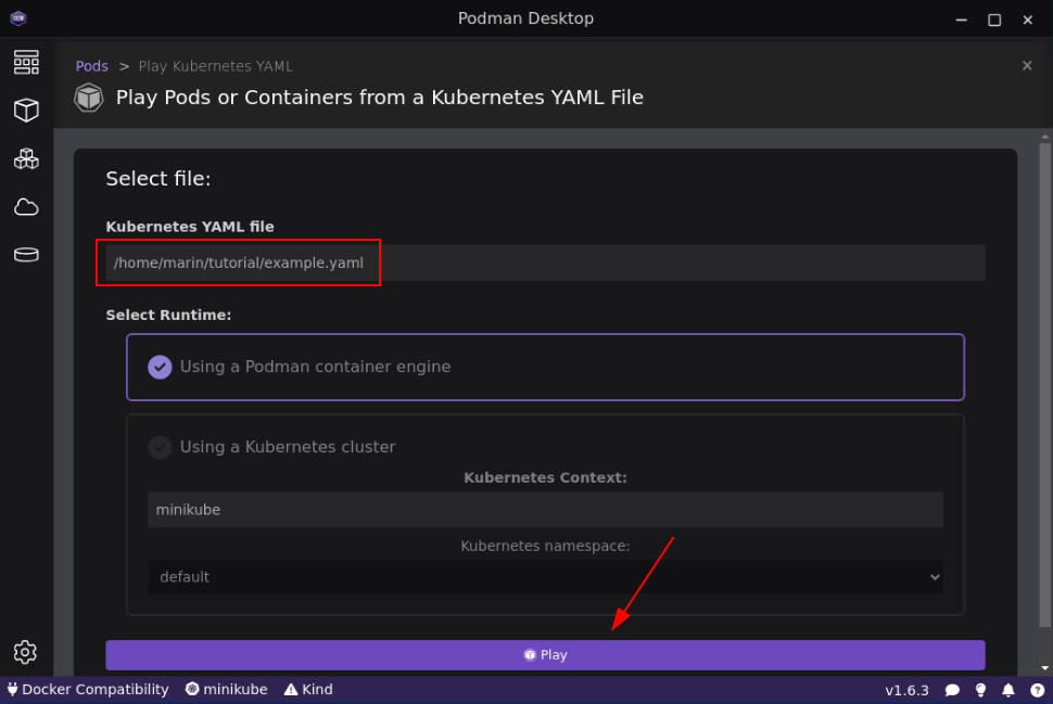 Play Kubernetes YAML form populated