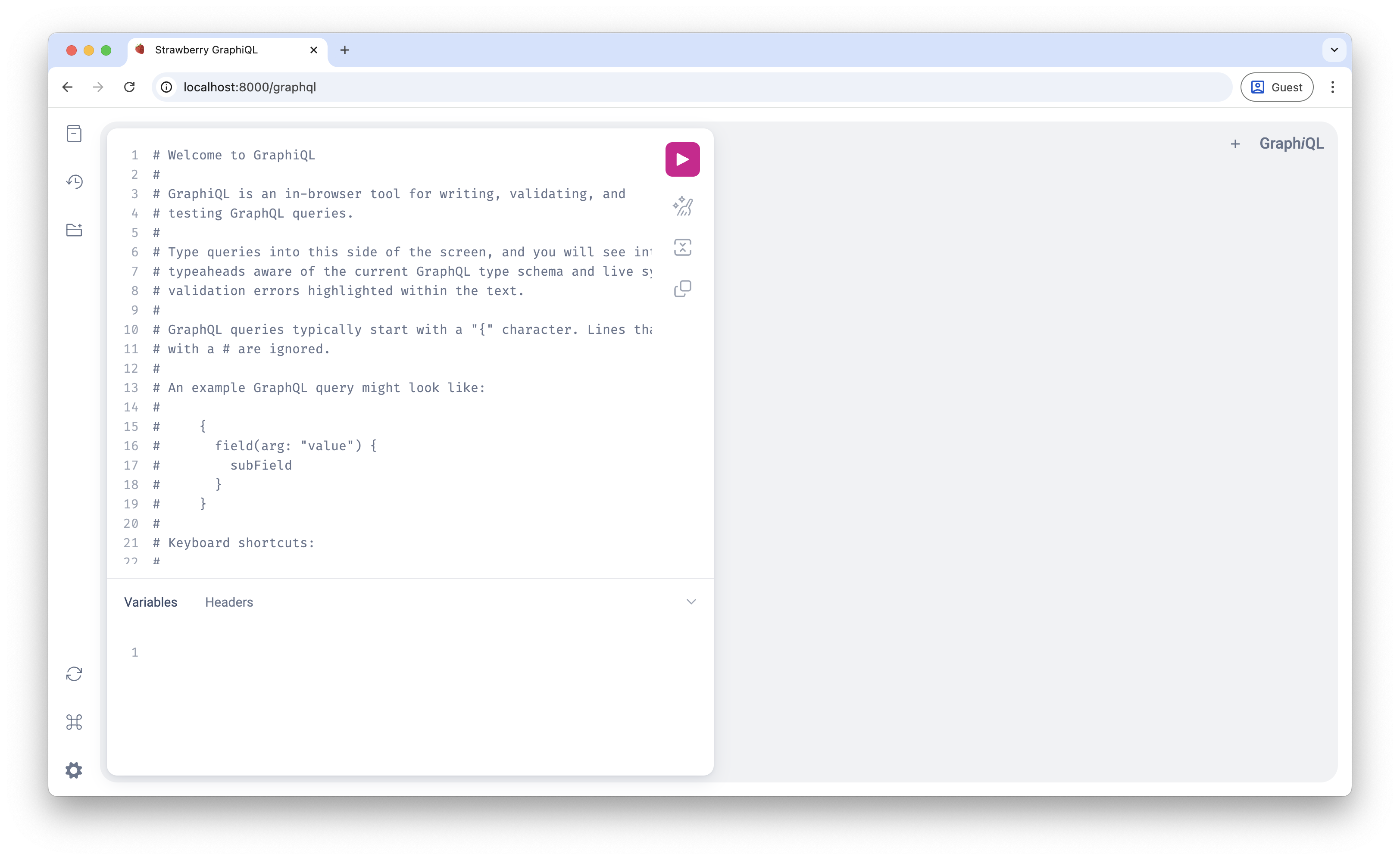 Screenshot of the GraphiQL interface