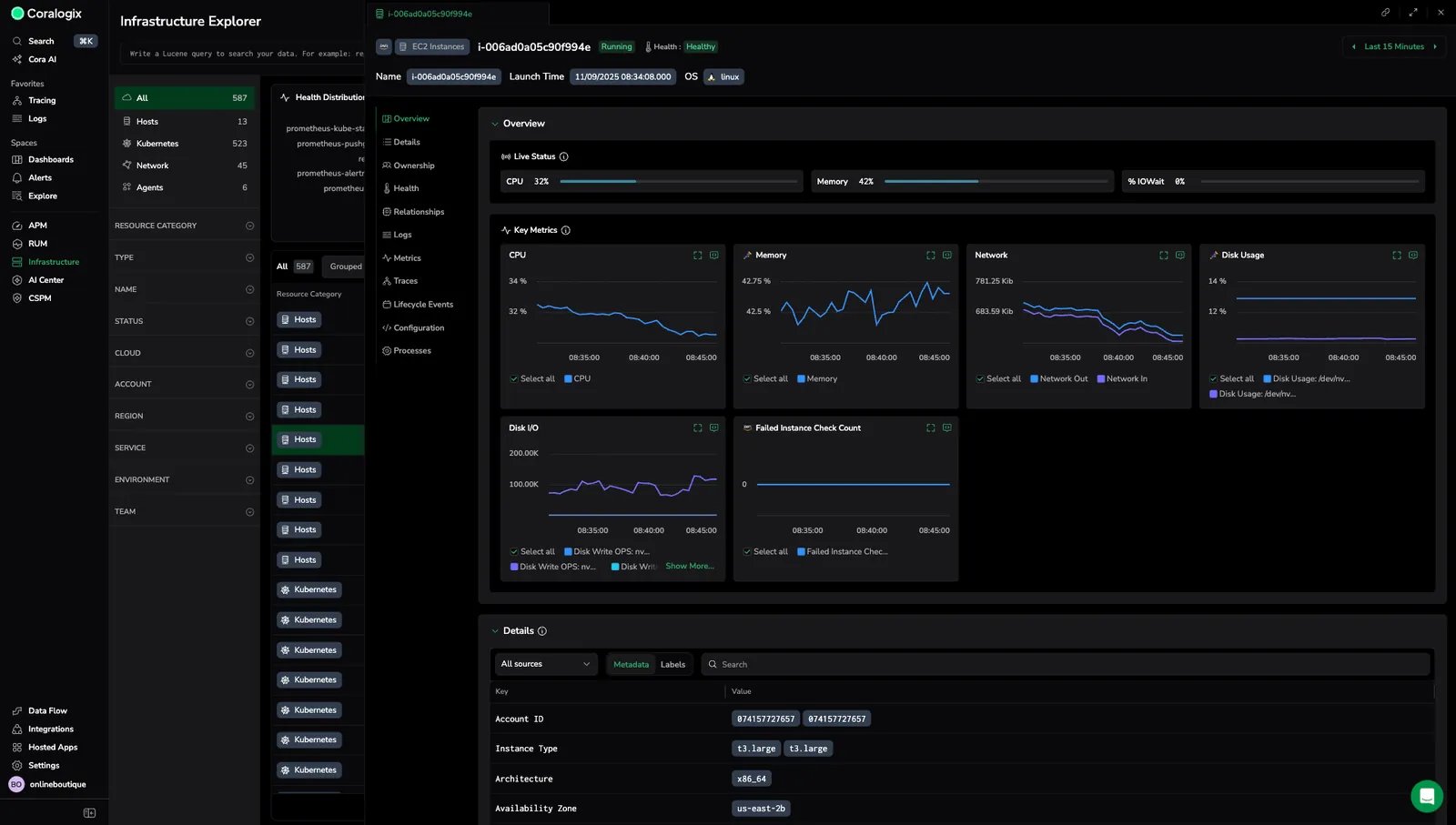 Screenshot of Coralogix fleet management