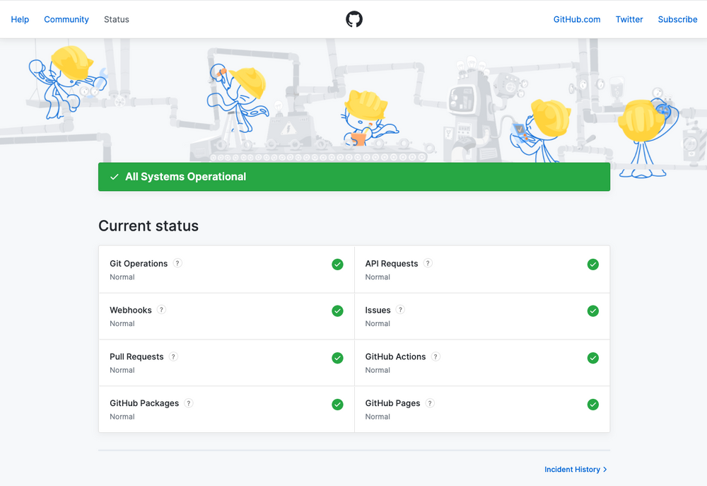 Github status page