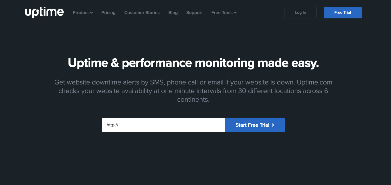 Uptime.com homepage