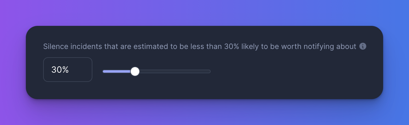 Screenshot of adjusting incident silencing threshold