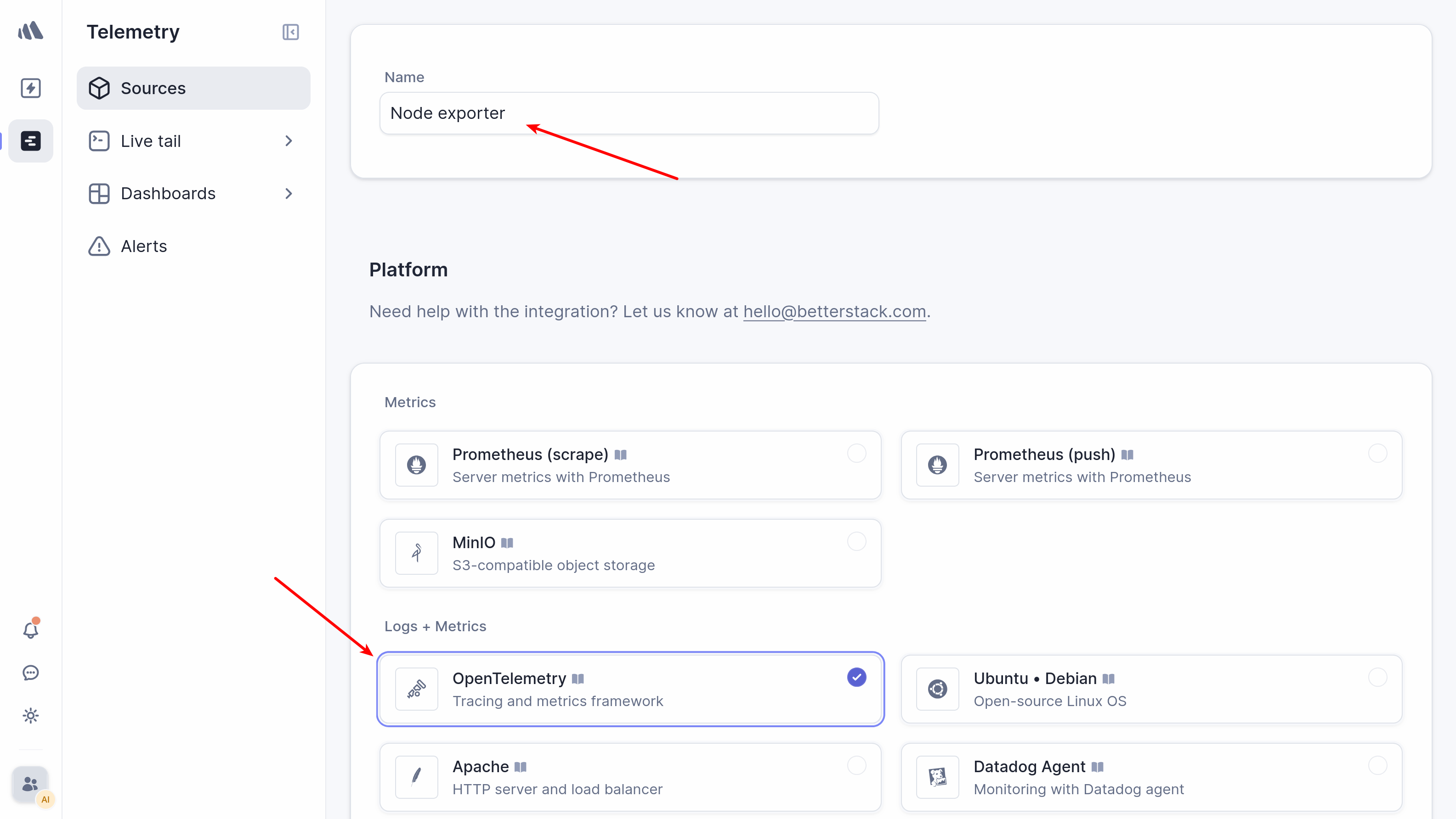 Connect Source in Better Stack