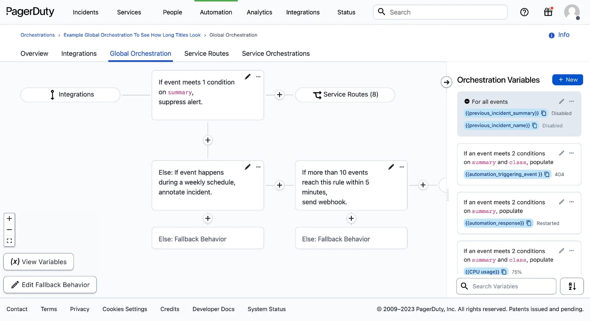 Screenshot of PagerDuty automation