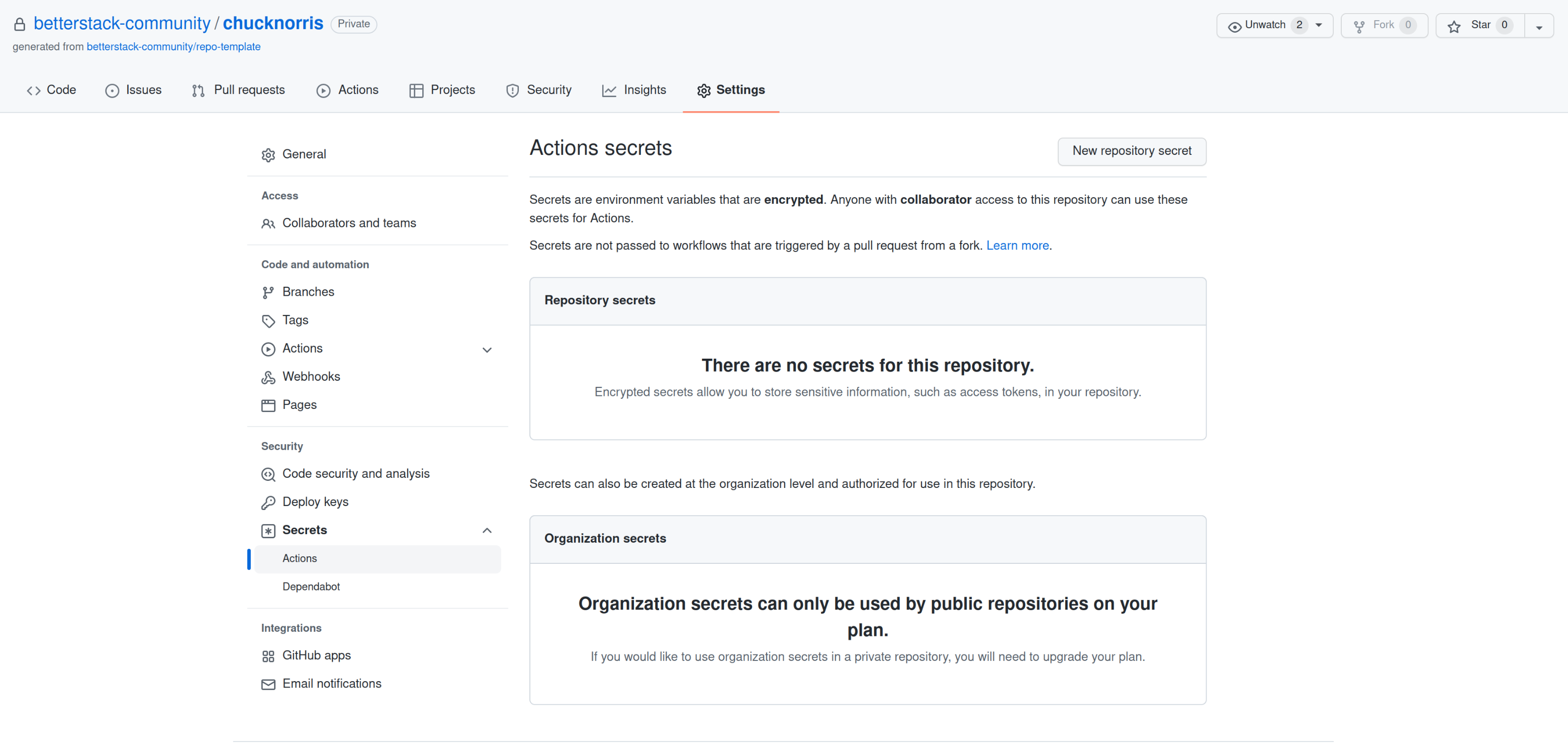 GitHub Repo Secrets