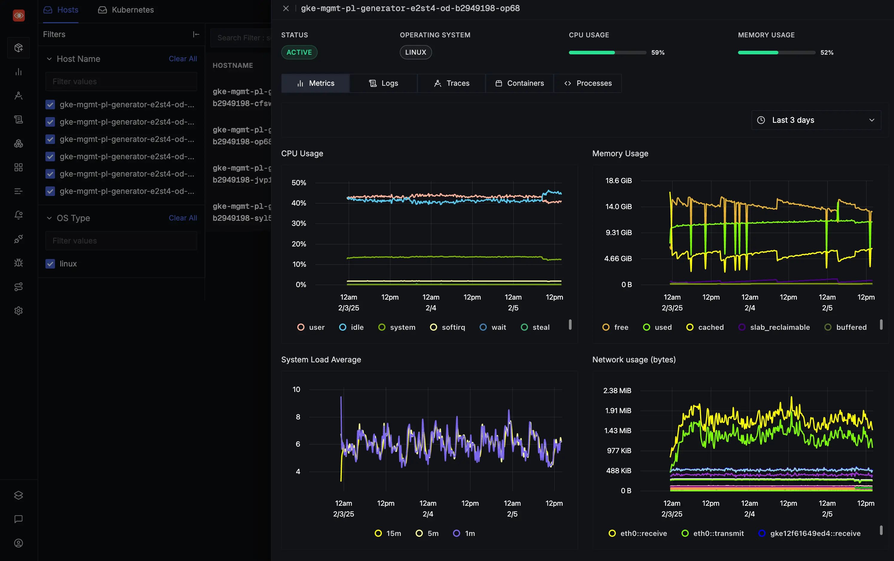 SCREENSHOT: SigNoz infrastructure monitoring dashboard