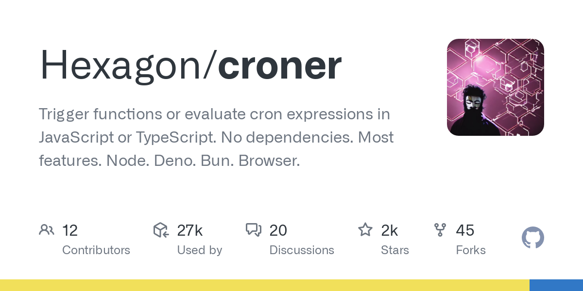 Screenshot of Croner Github page