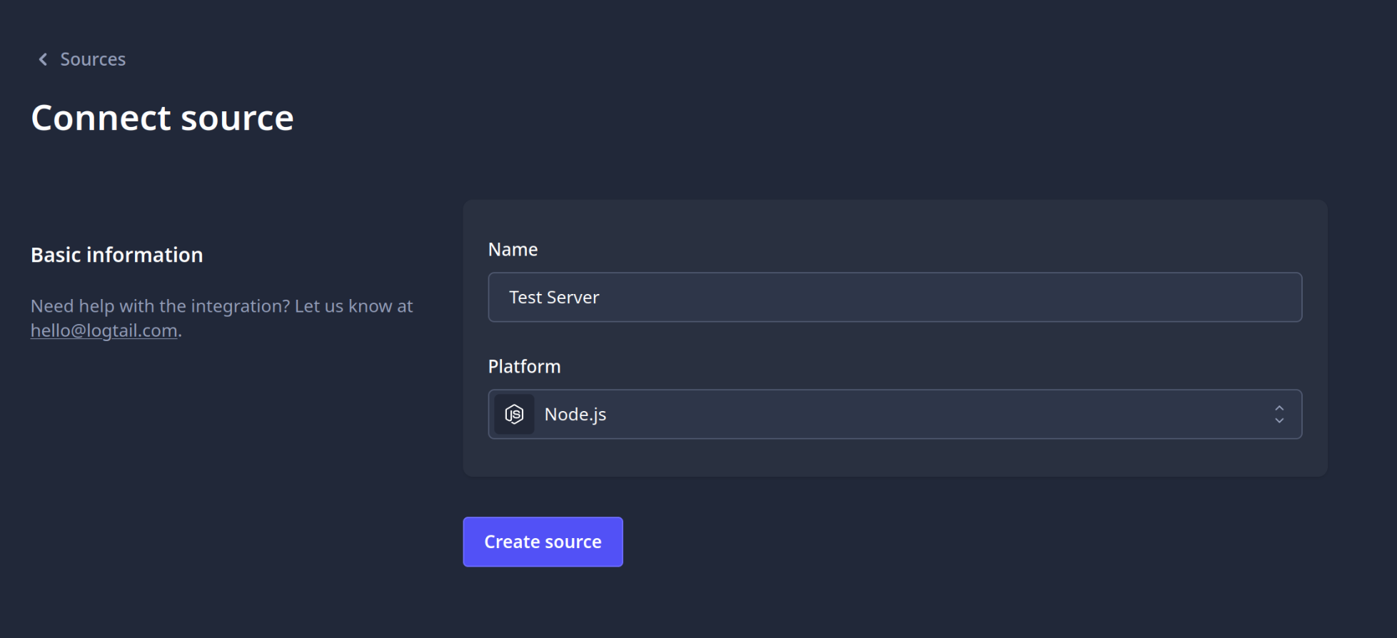 Create Logtail source