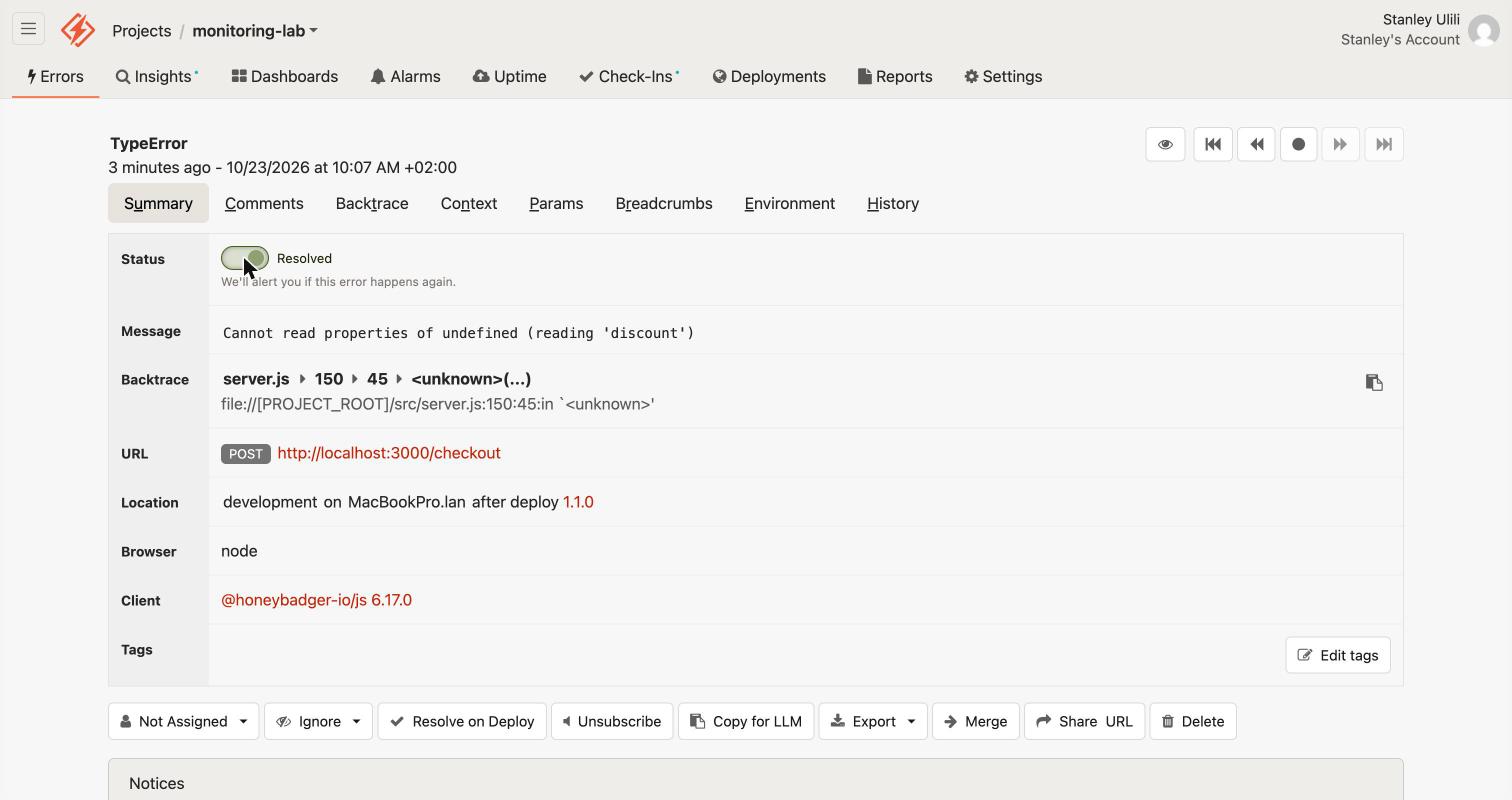 Honeybadger coupon error resolved with the status toggle