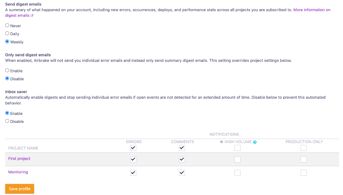 Screenshot: airbrake-20-email-notification-settings