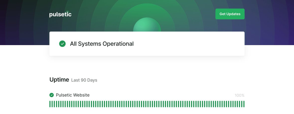 Screenshot of Pulsetic's status pages