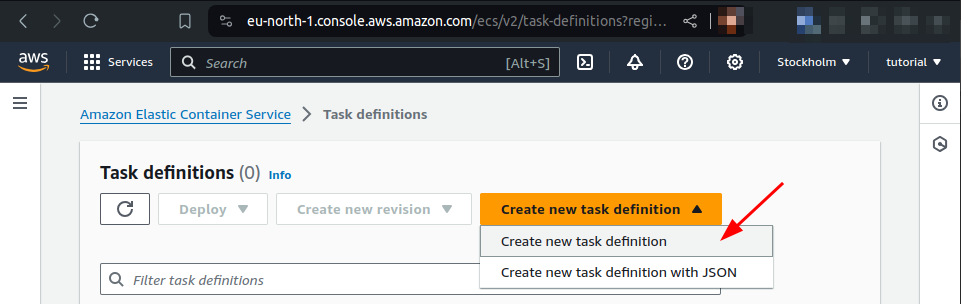 create new task definition