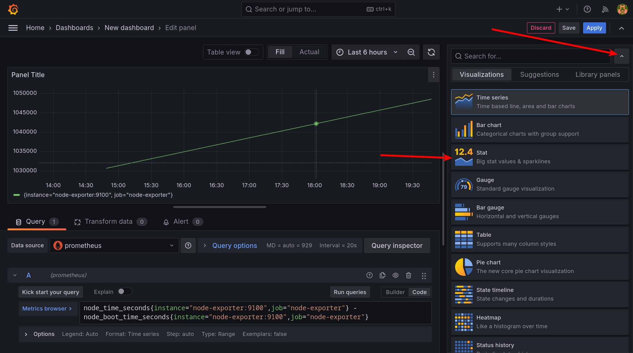 Select the Stat visualization