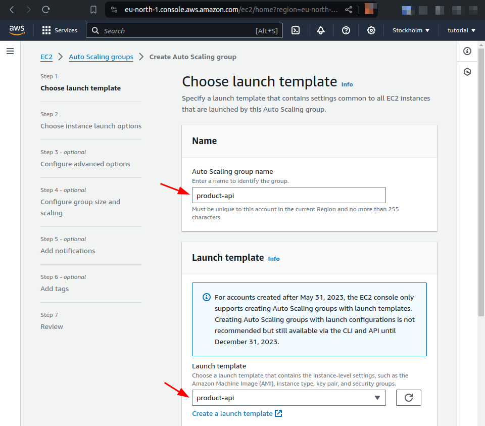 choose launch template