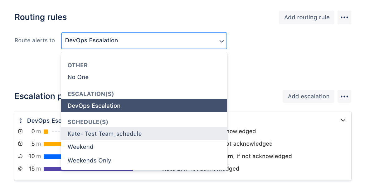 SCREENSHOT: Opsgenie routing rules configuration