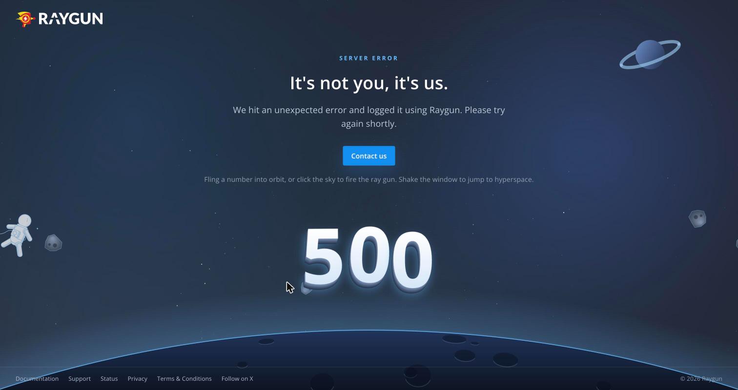 Raygun Create deployment returning a 500 error page