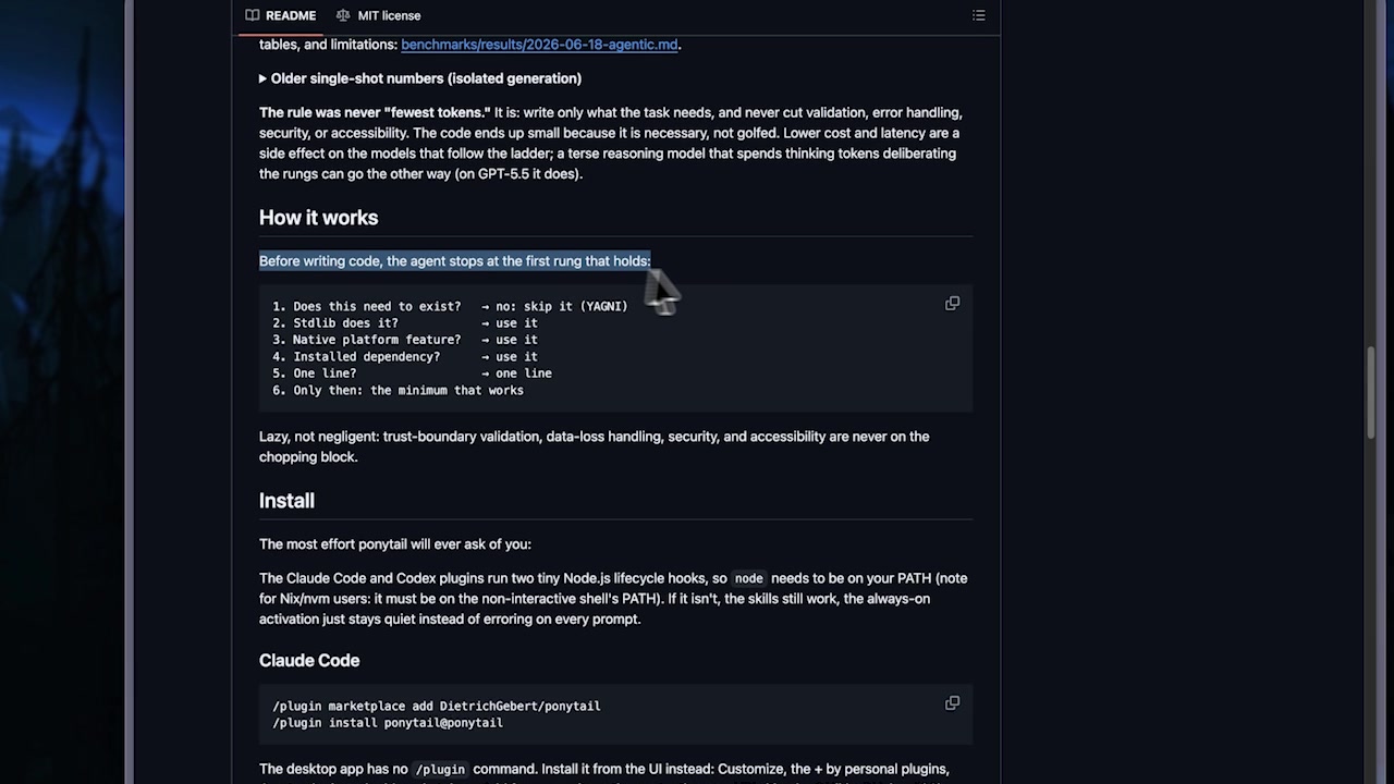 A list of the six steps in Ponytail's decision-making ladder, showing the priority of actions.