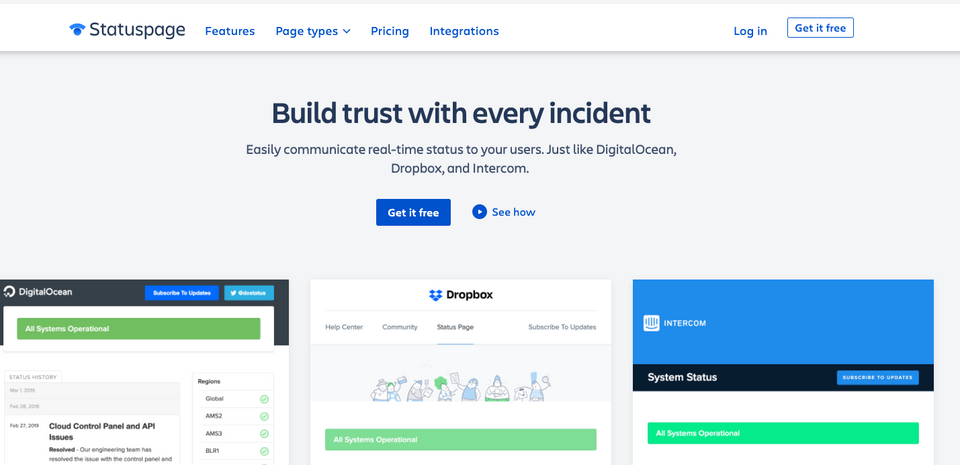 Statuspage homepage