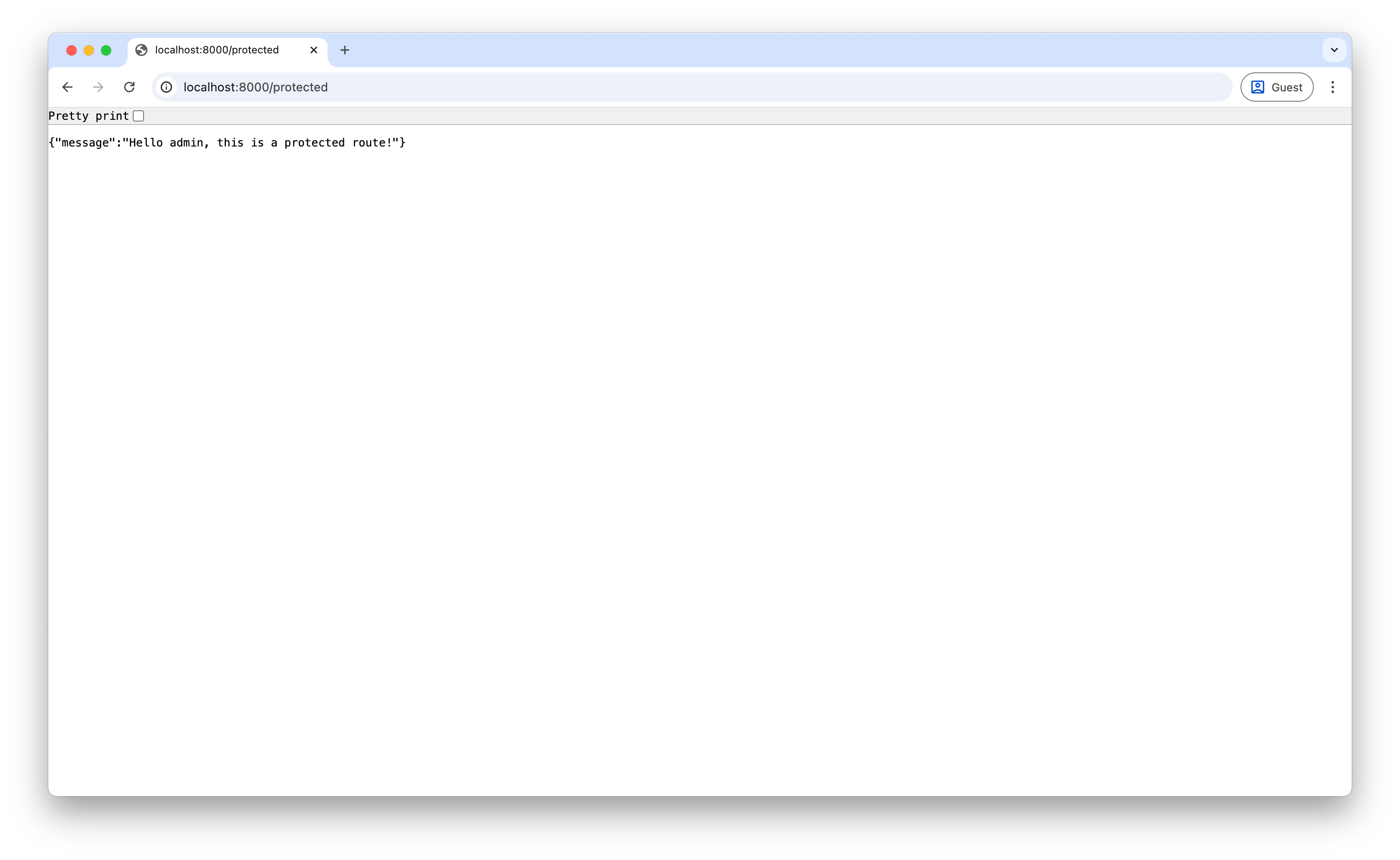 Successfully accessed the protected route after logging in with valid credentials