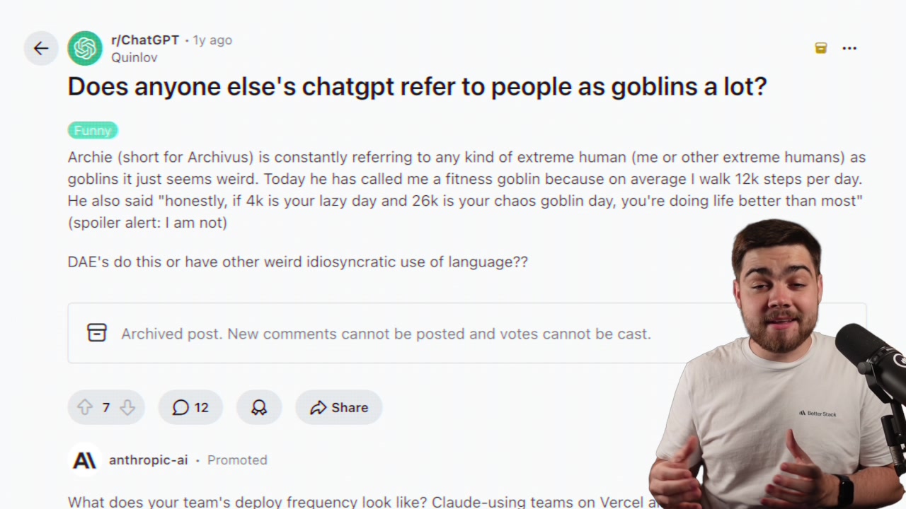 Reddit post showing a user being called a "fitness goblin" and referencing a "chaos goblin day"