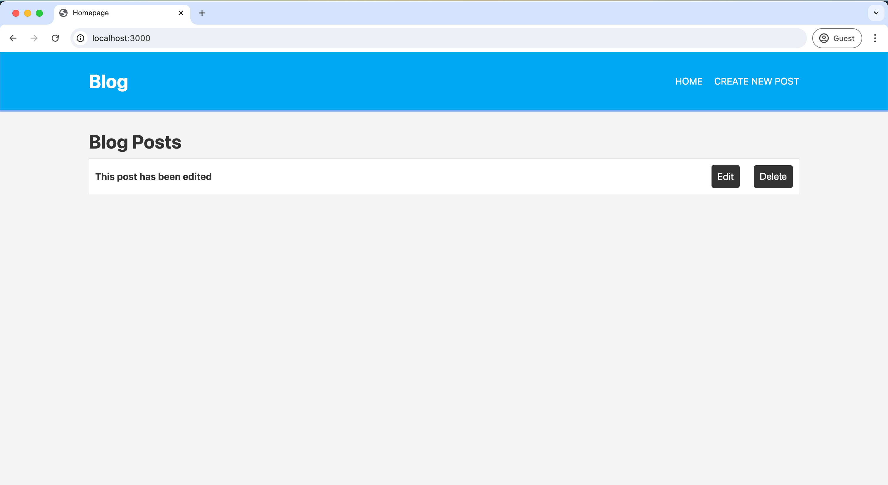 Screenshot showing the updated title on the homepage