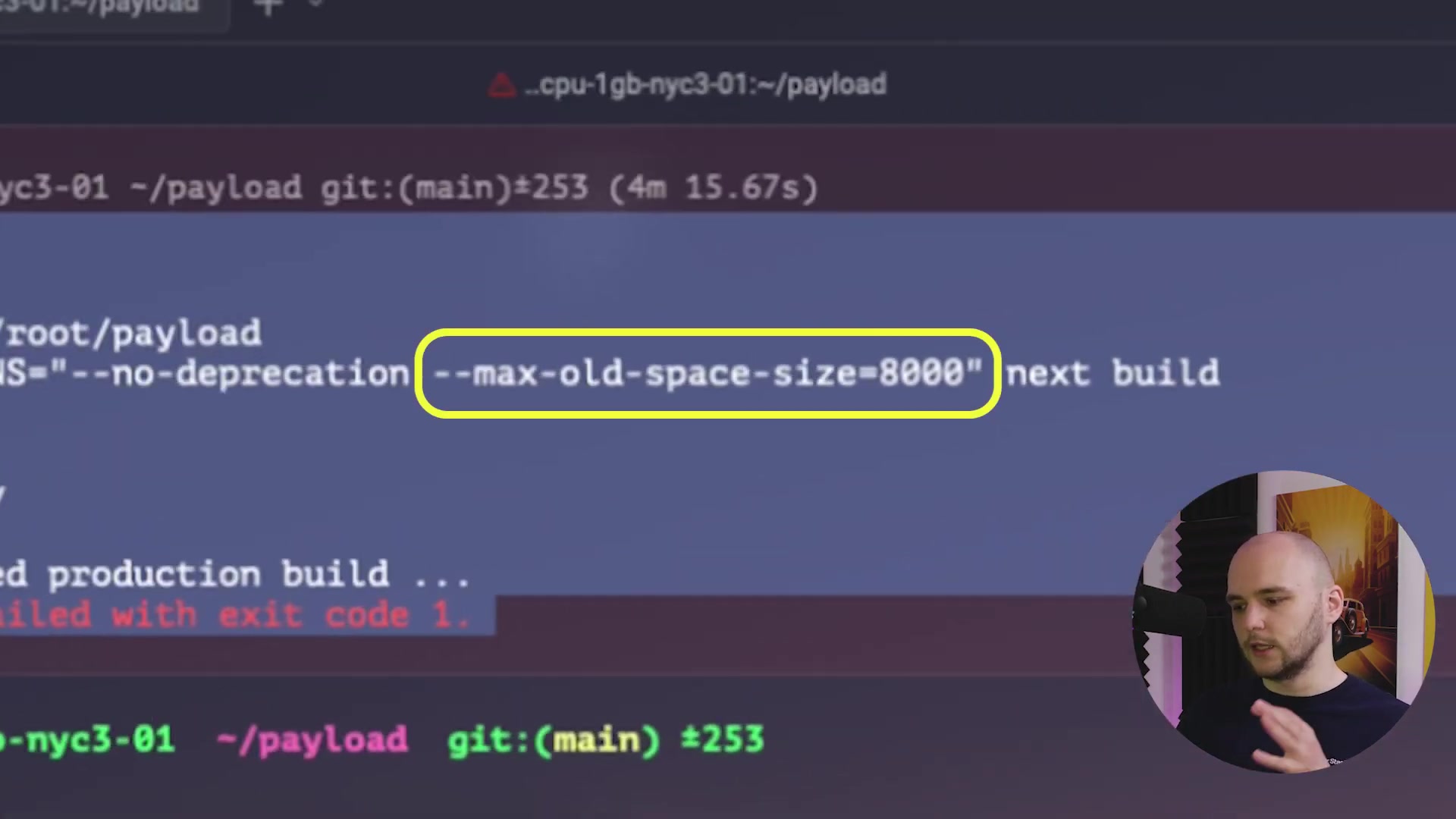 Package.json max-old-space-size setting