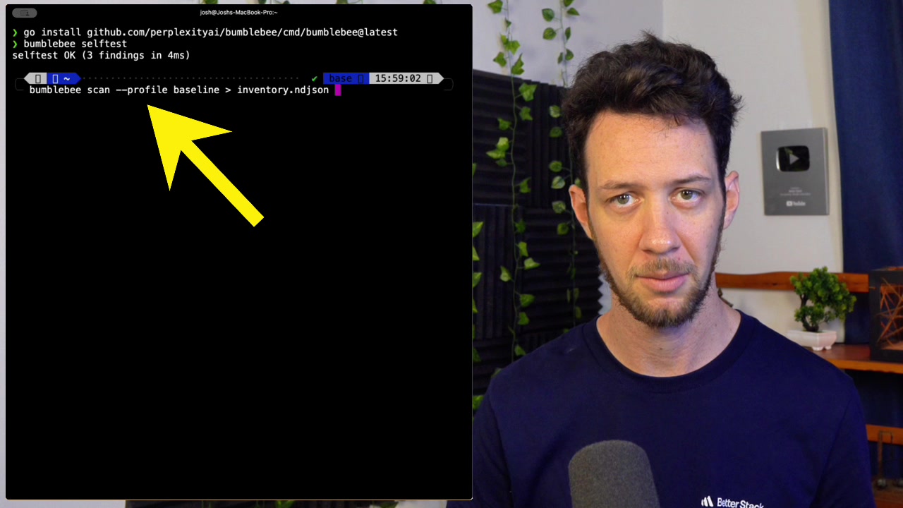 bumblebee scan command with baseline profile redirecting output to inventory.ndjson