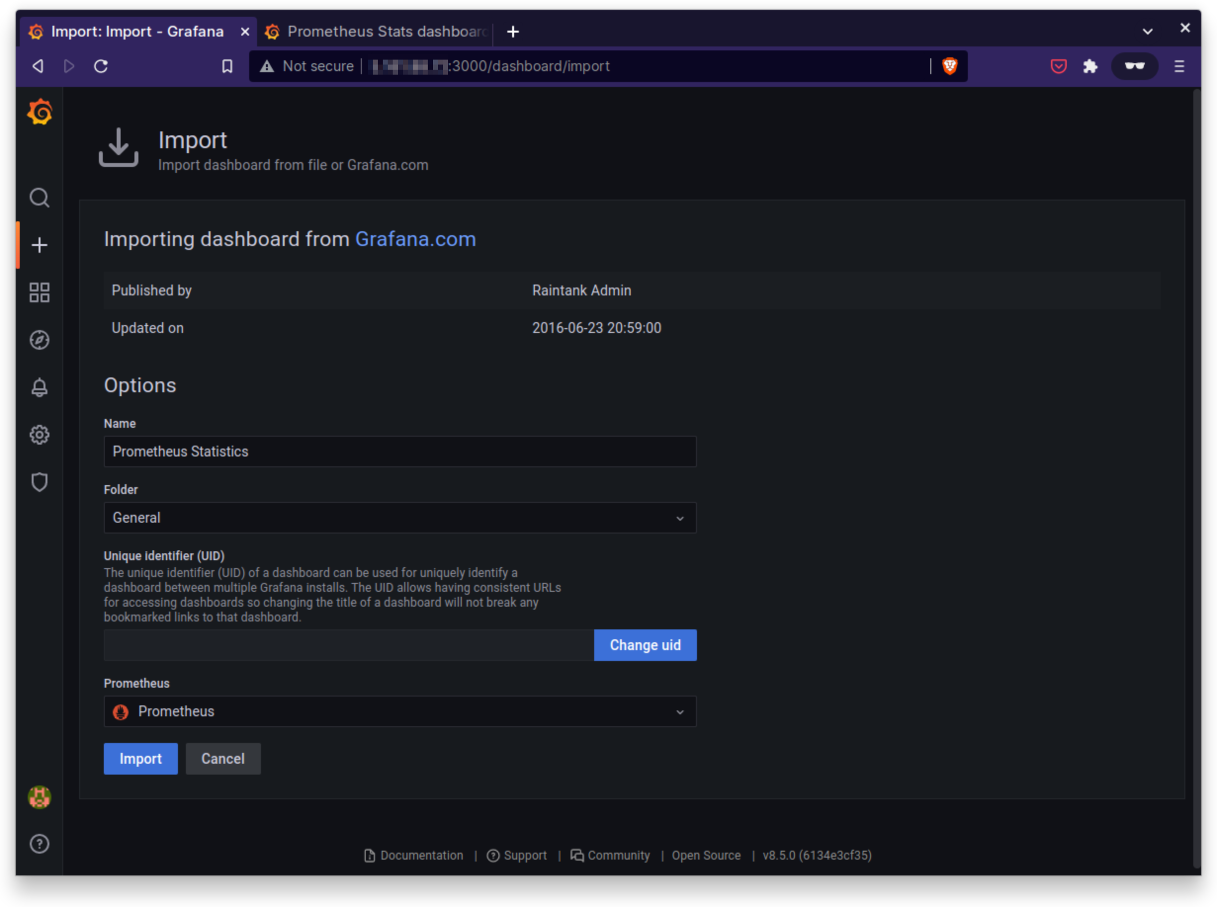 Grafana Prometheus Stats Config