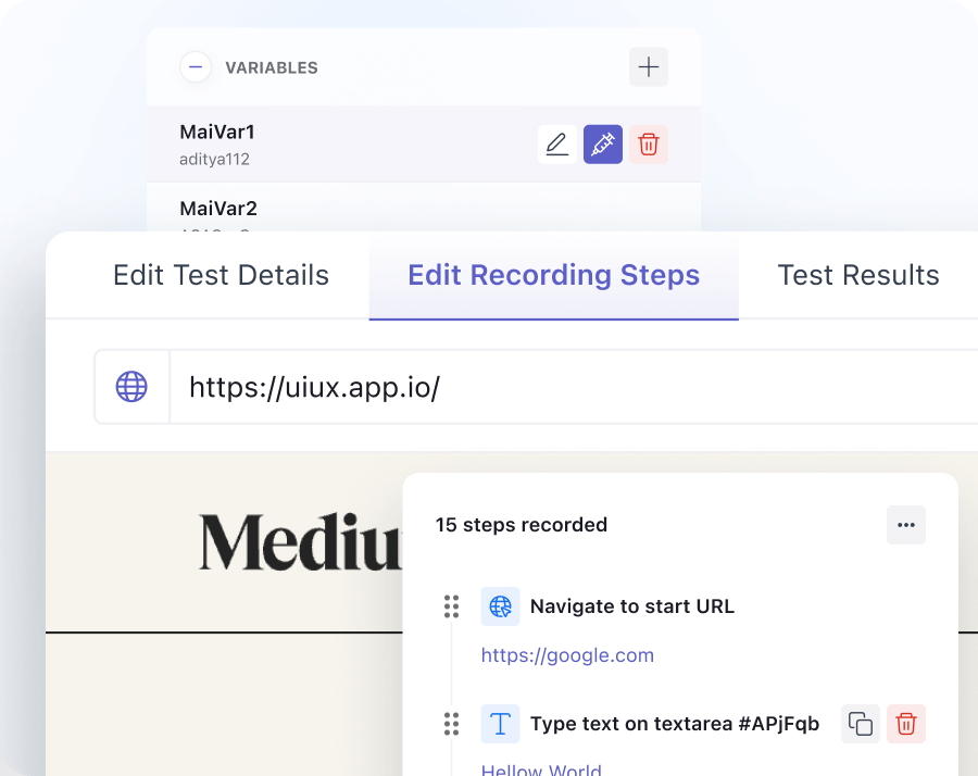 SCREENSHOT: Middleware browser testing script editor