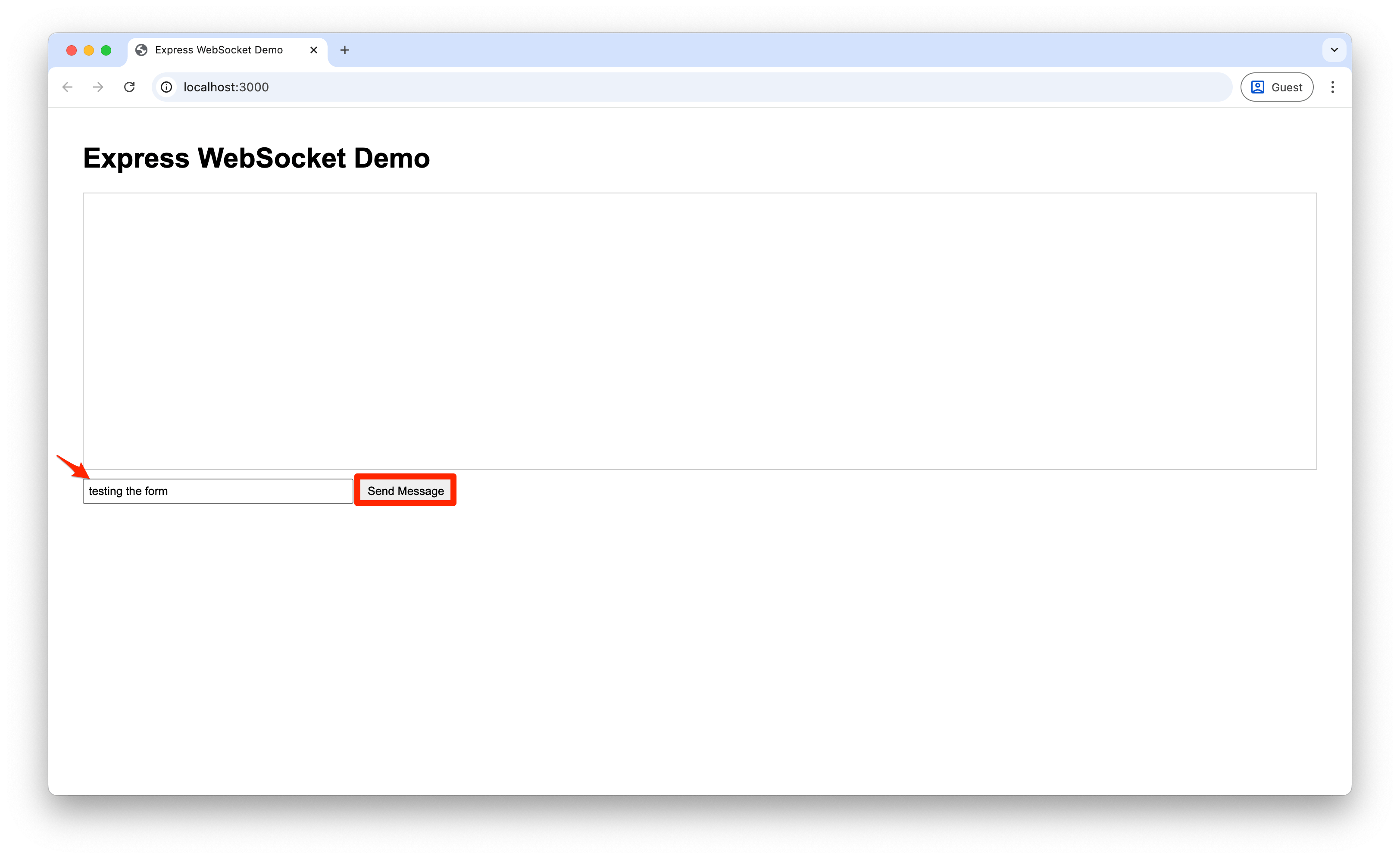Screenshot of message input