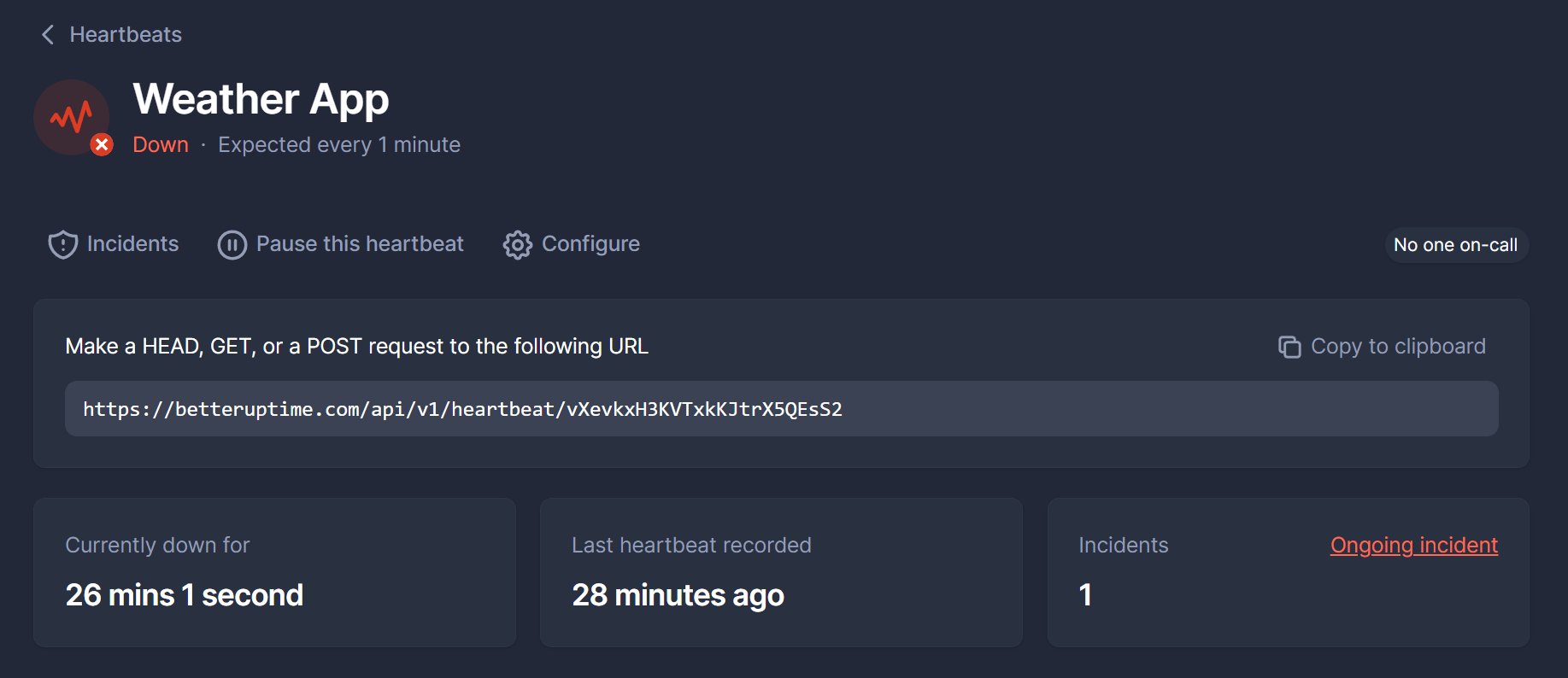 Better Uptime heartbeat Incident