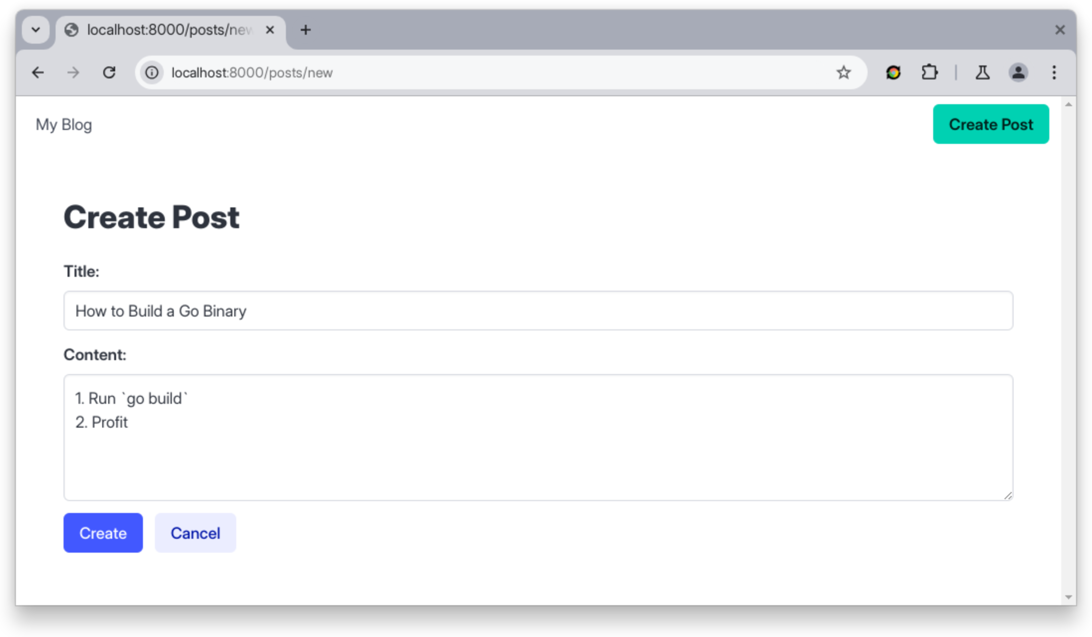 Creating a new blog post