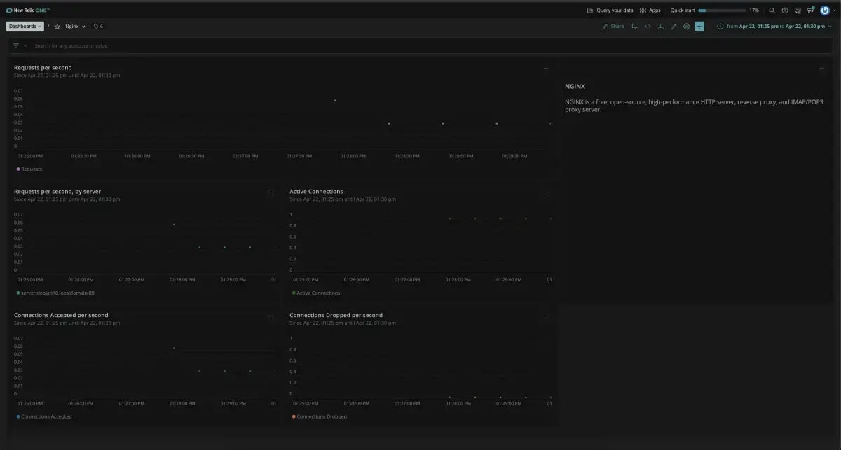 Screenshot of New Relic Nginx monitoring interface