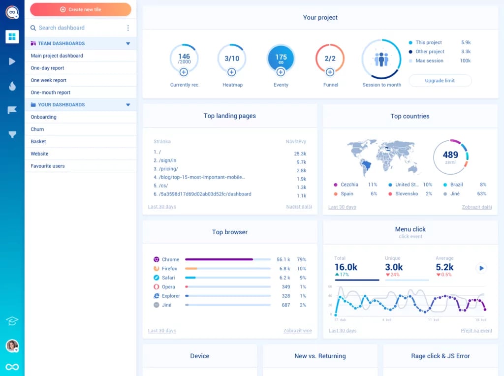 Screenshot of Smartlook UI