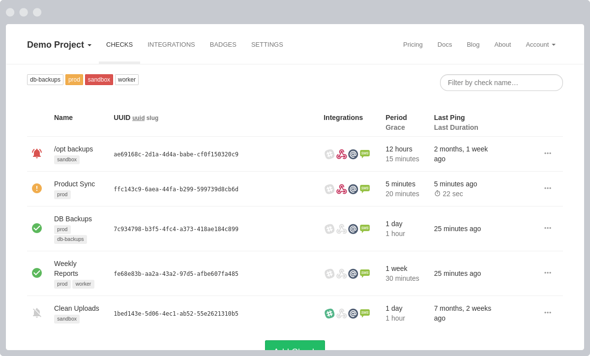 Screenshot of Healthchecks.io