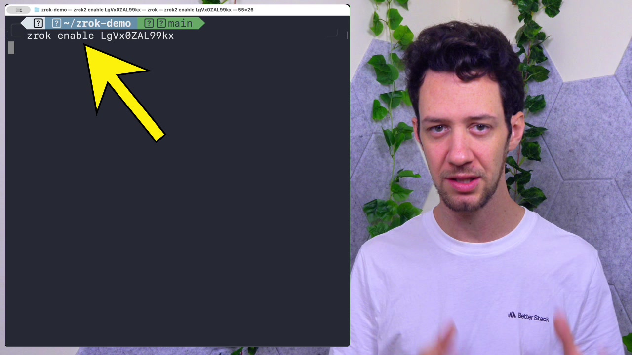 The zrok enable command being executed in the terminal showing the successful confirmation message