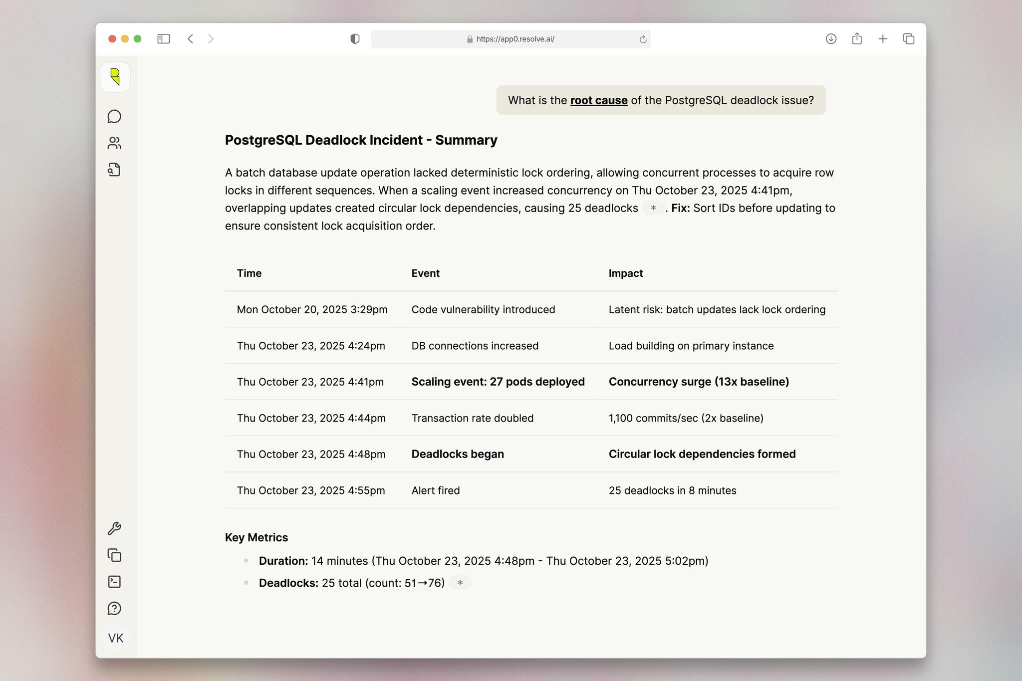 Screenshot of Resolve AI