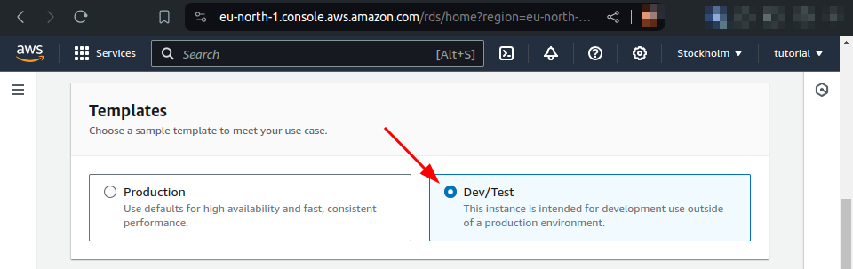 select database template