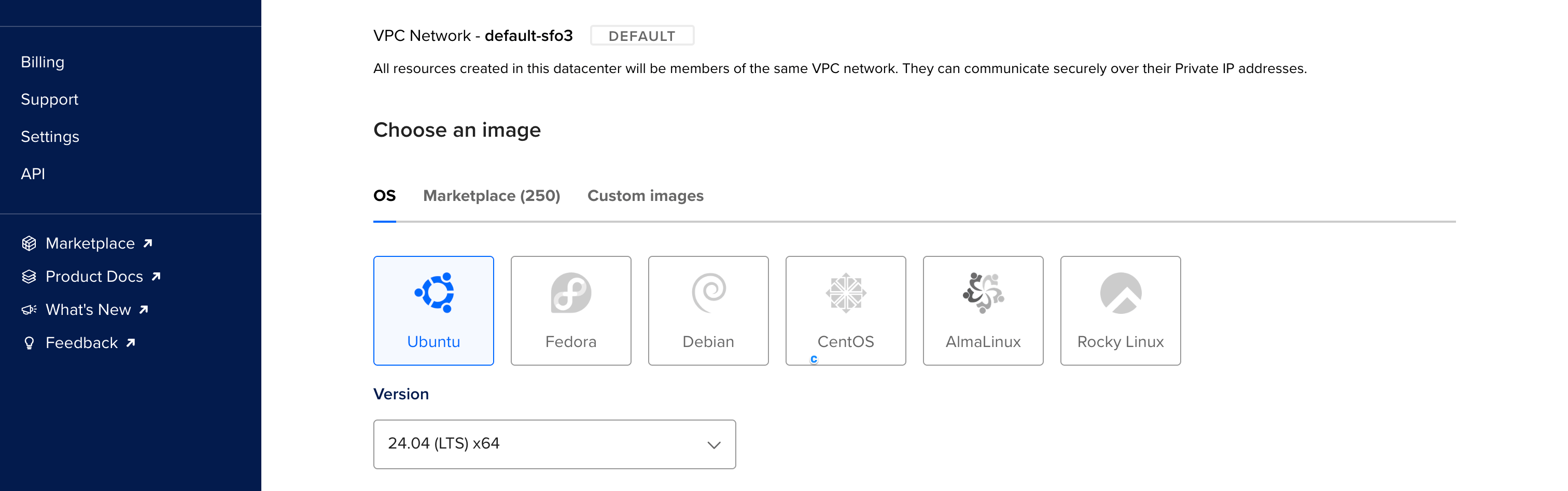DigitalOcean Create Droplet page showing region selector with New York (NYC3) selected, Ubuntu 24.04 LTS as the OS, and the Basic Droplet plan cards visible