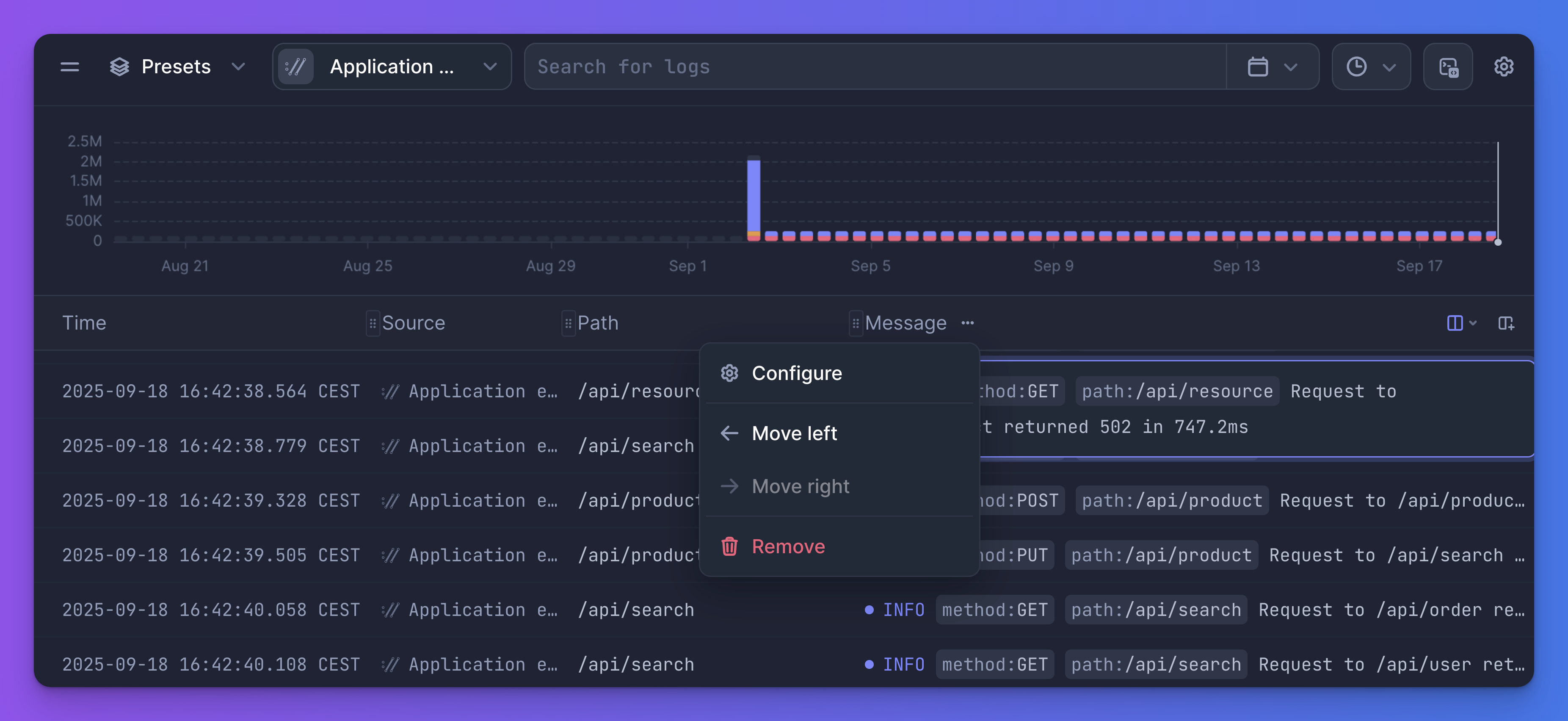 Configuring Logs & traces message format
