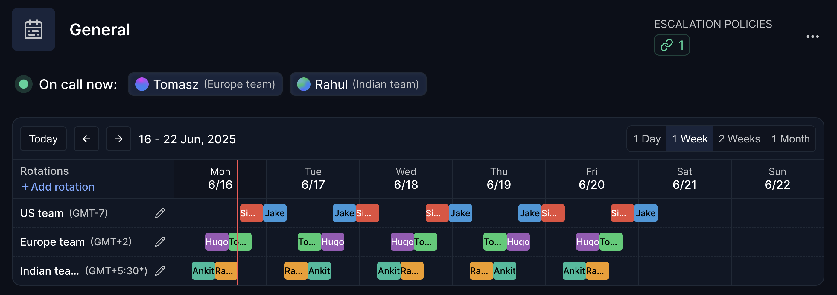 SCREENSHOT: Hyperping on-call schedule view