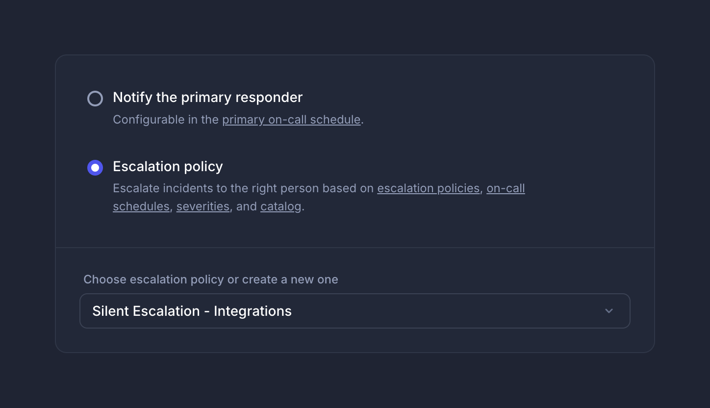 Assigning an escalation policy to an integration