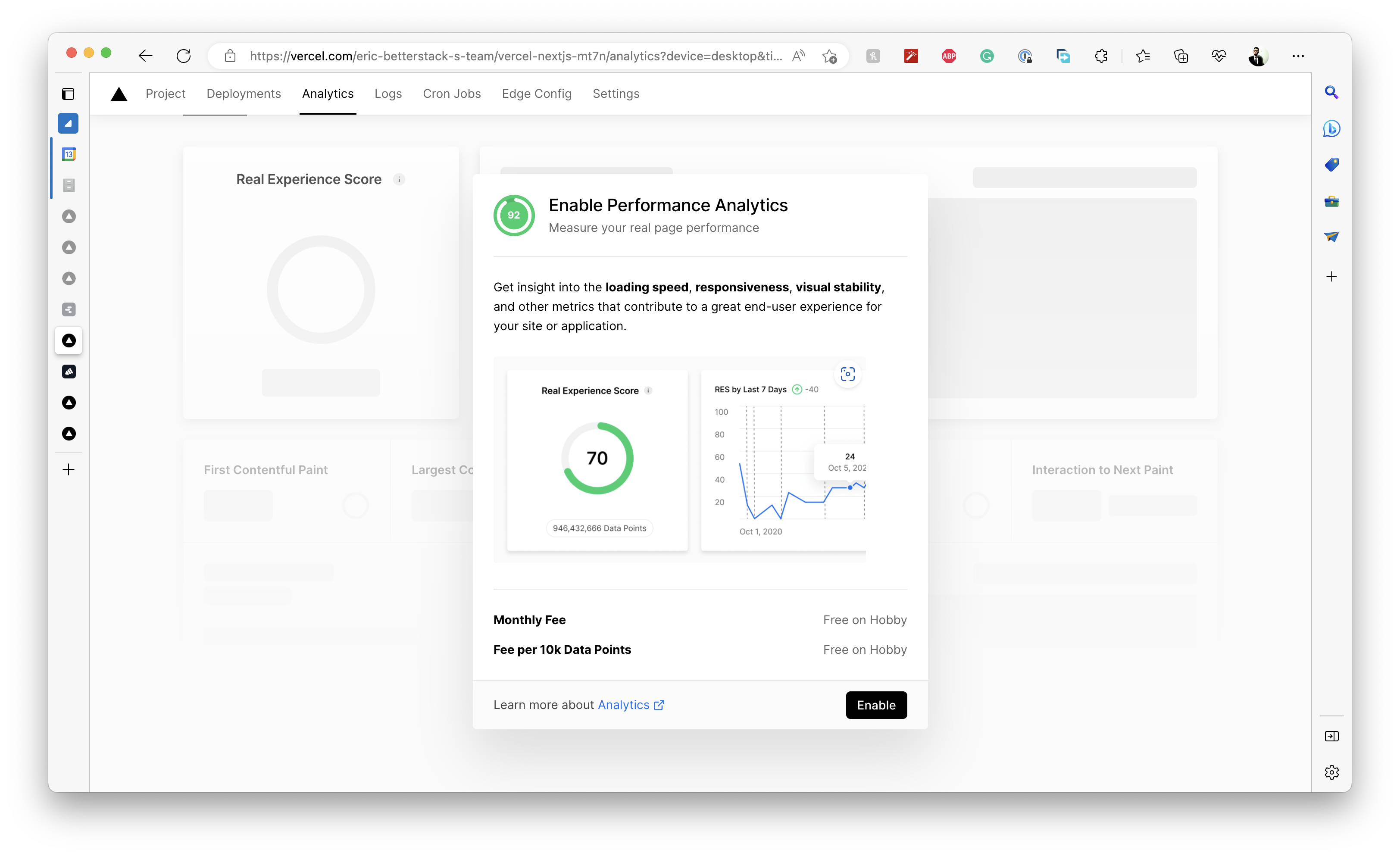 enable performance analytics