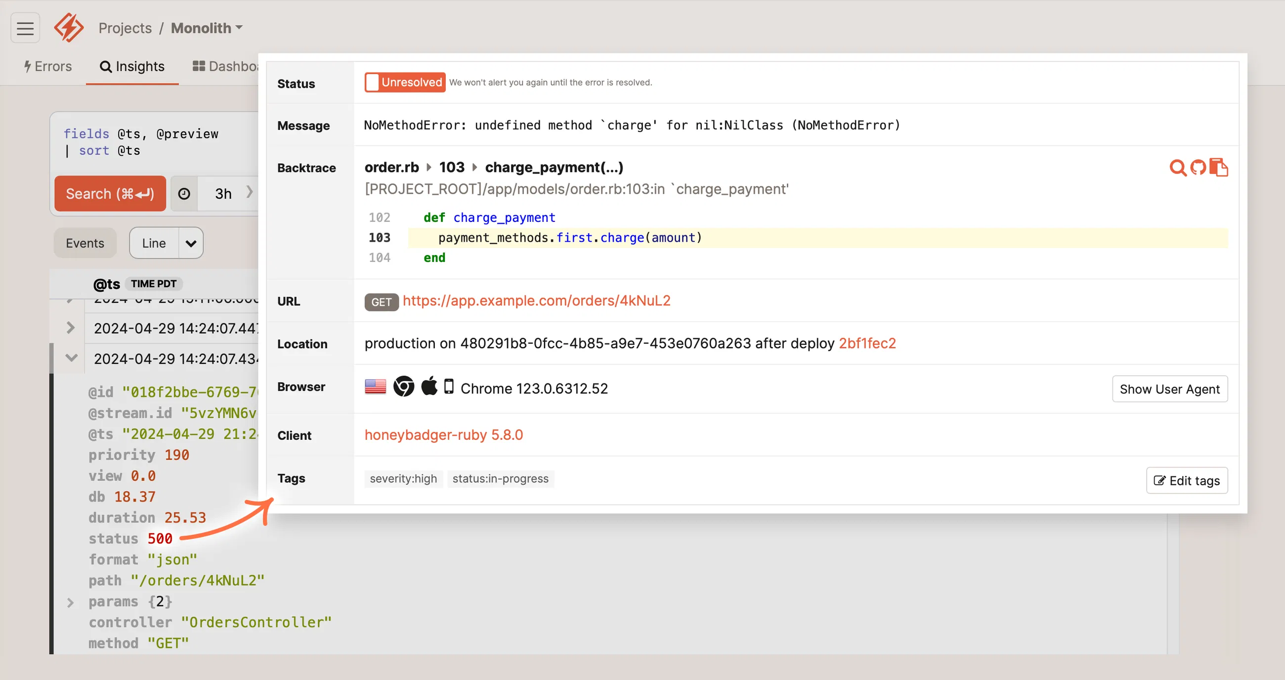 Screenshot of Honeybadger