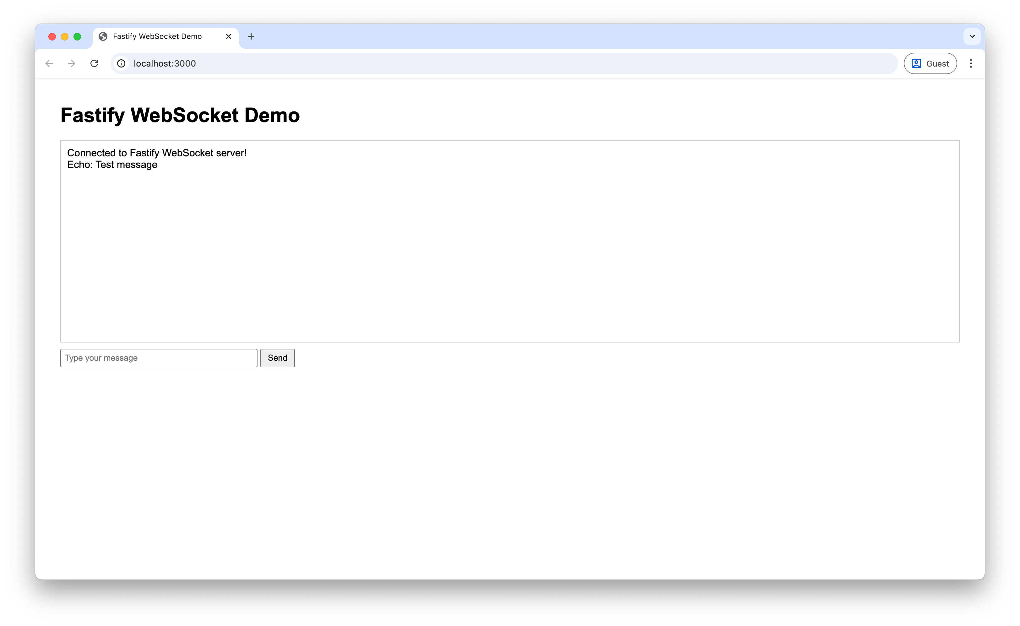 Screenshot of echoed message appearing in the interface