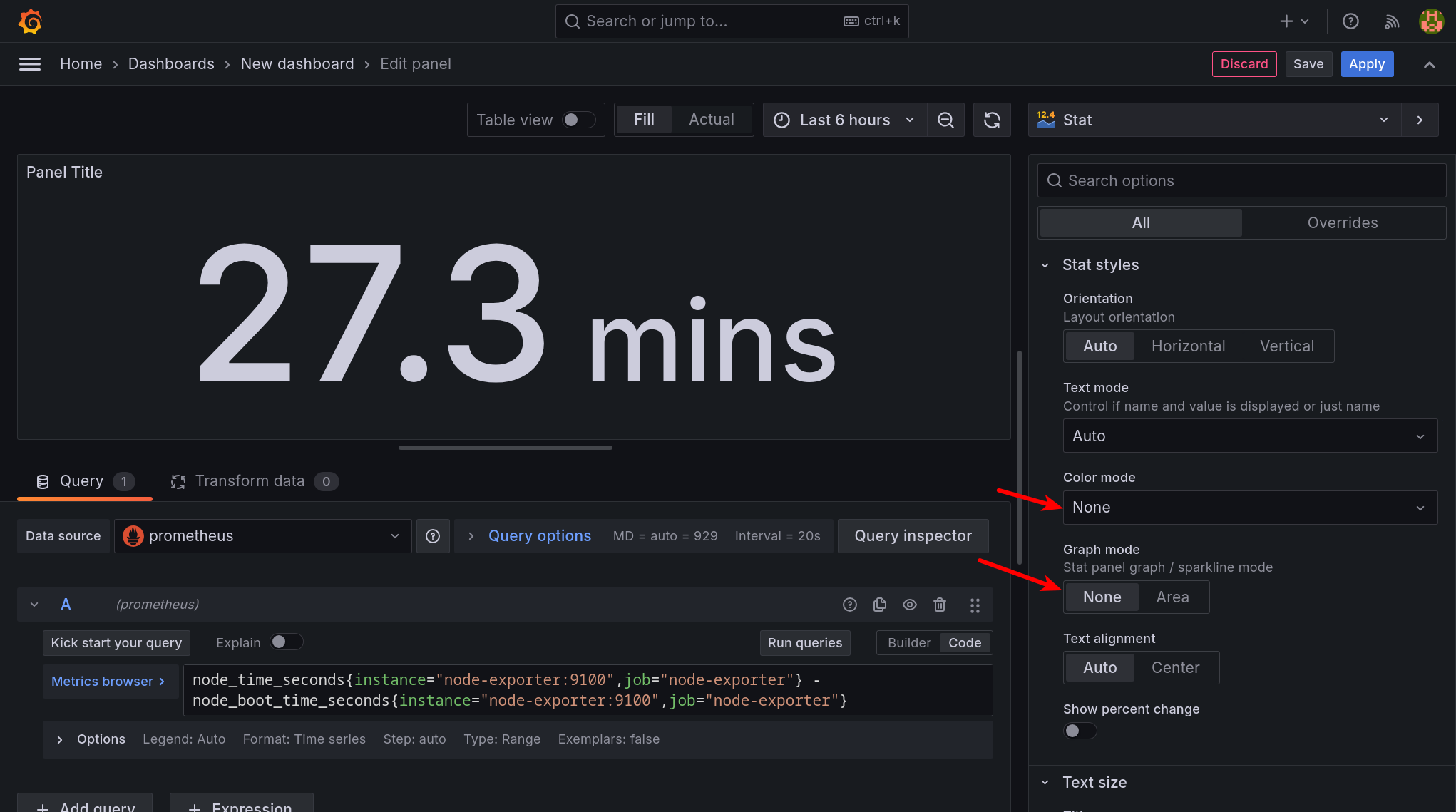 Uptime value in Grafana