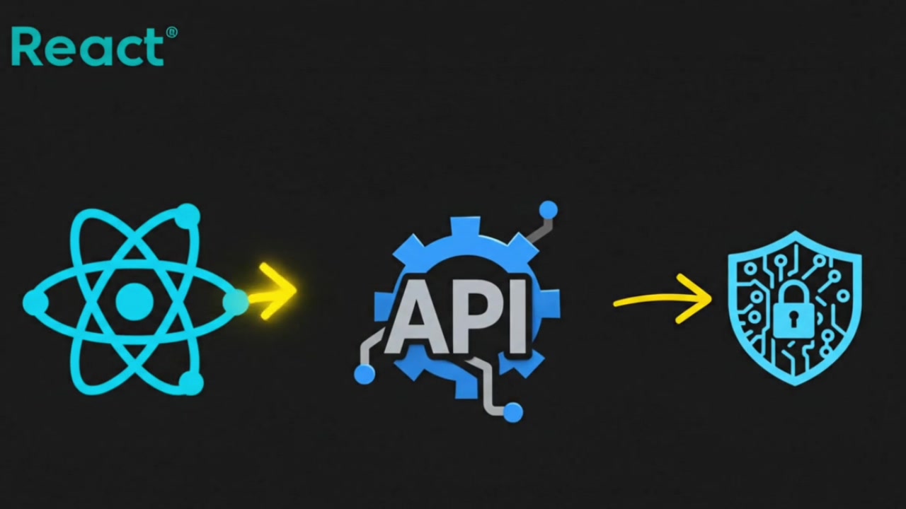 Diagram illustrating the complex flow of a traditional web app from a React frontend through an API layer to a backend