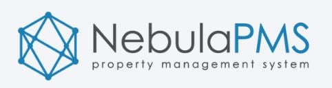 Logo of NebulaPMS, a property management system, featuring a geometric design and stylized text.