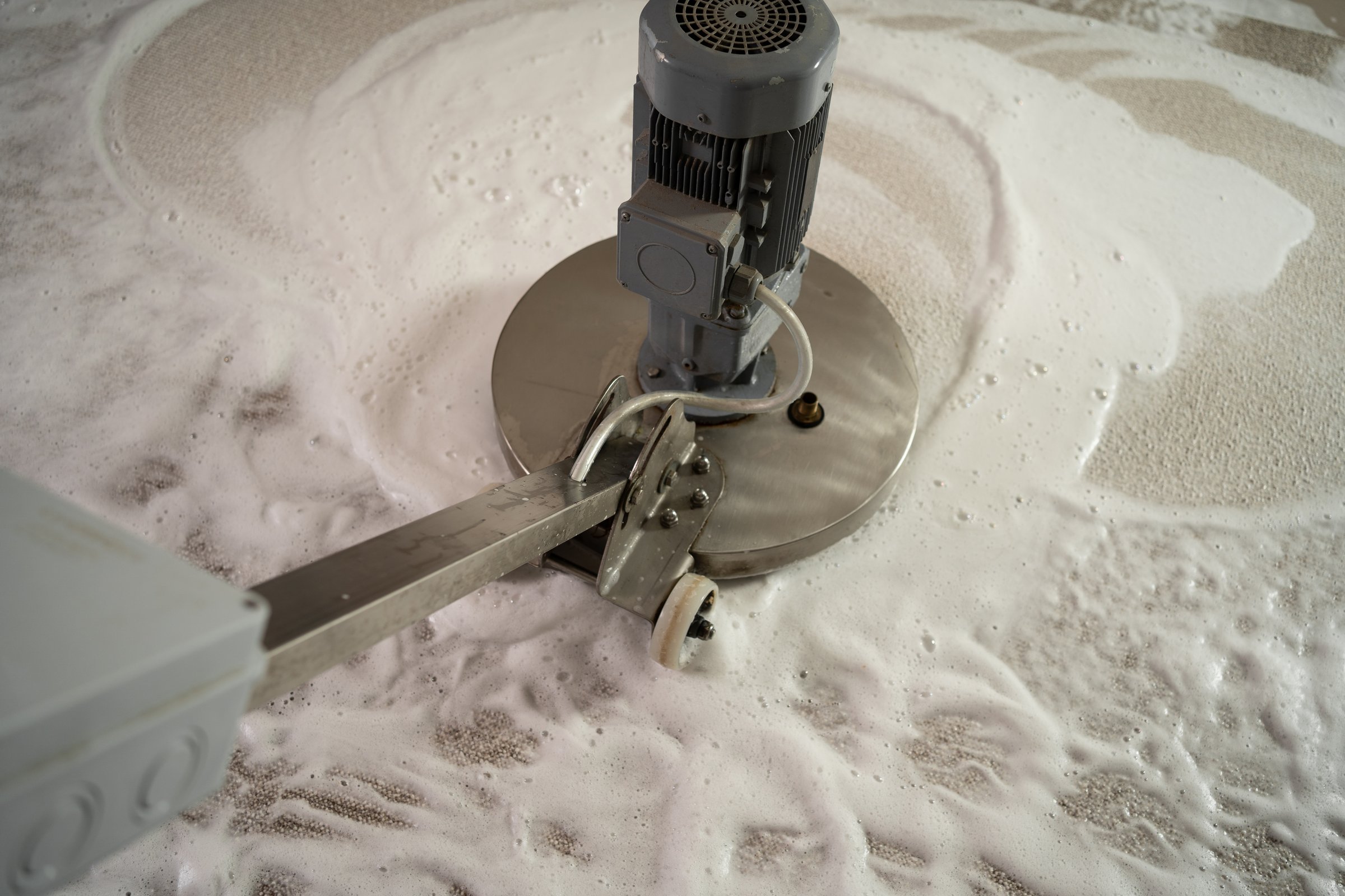 Carpets chemical cleaning with professionally disk machine