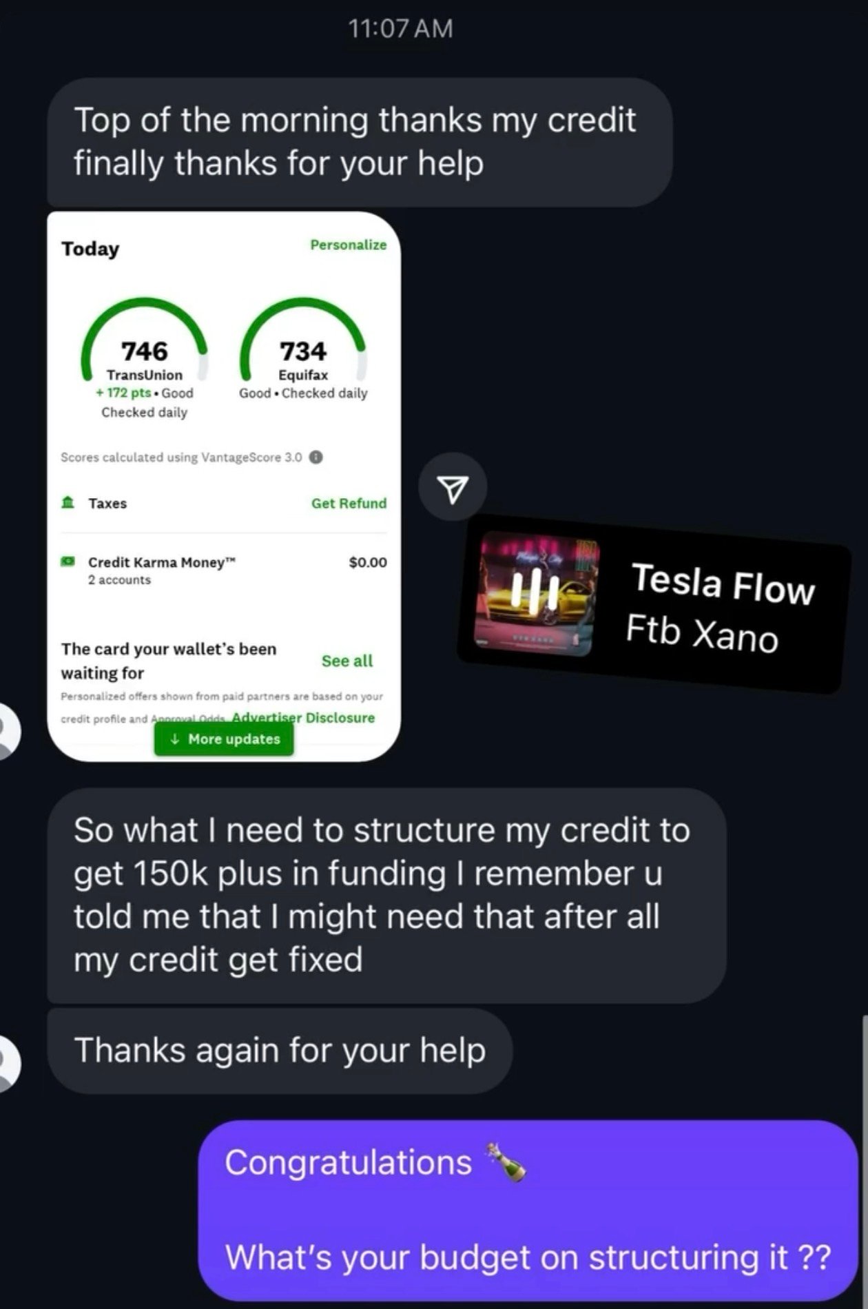 Client testimonial screenshot